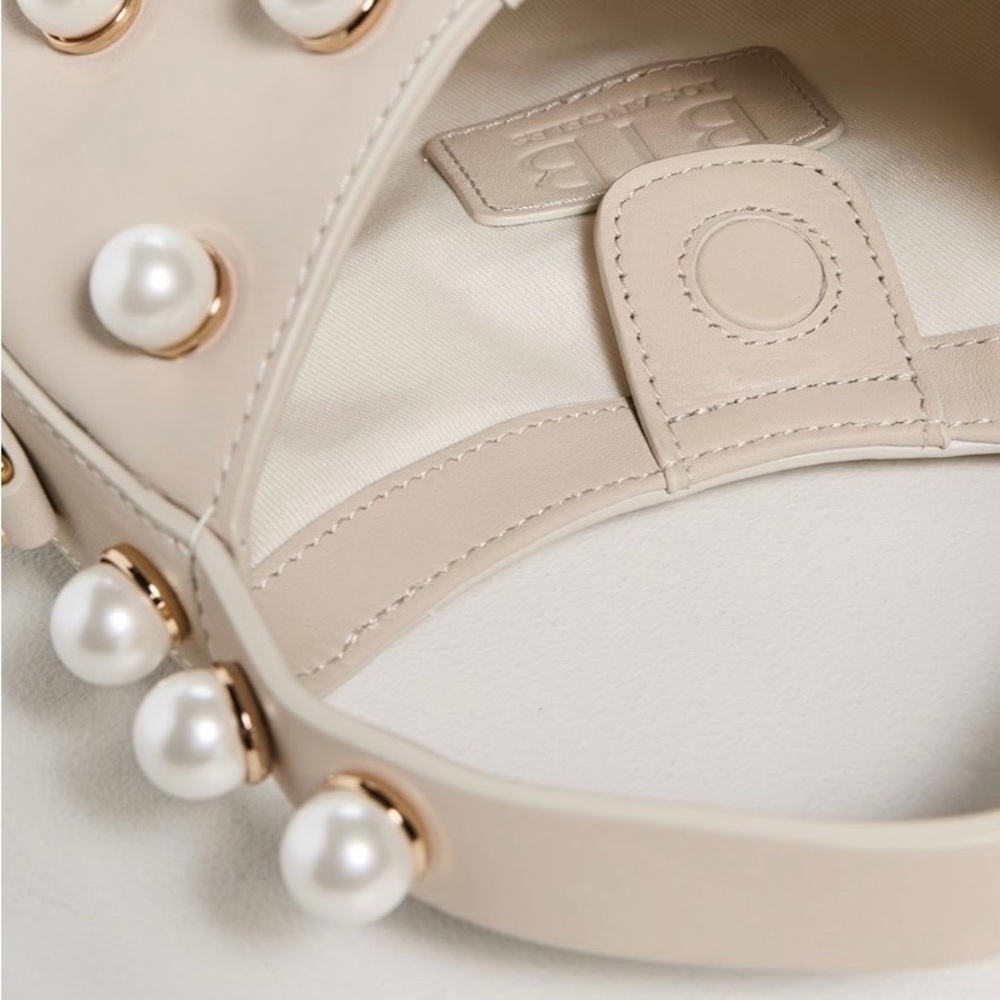 BTB Los Angeles Cora Mini Bag in Bone Leather with Imitation Pearls. Brand new! - Picture 5 of 9